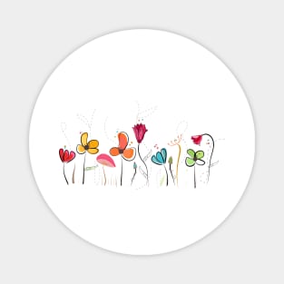 Floral doodle abstract spring flowers Magnet